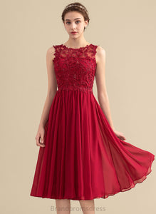 Beading Scoop Neck Knee-Length With Lace Jasmine Homecoming Homecoming Dresses A-Line Lace Dress Chiffon