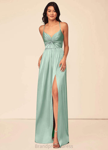 Katelynn Floor Length Sleeveless A-Line/Princess Spaghetti Staps Natural Waist Bridesmaid Dresses