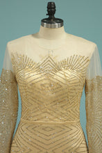 Load image into Gallery viewer, 2024 New Arrival Prom Dress Scoop Long Sleeves Sweep Train Sequins