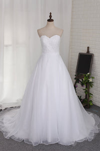 2024 A Line Sweetheart Wedding Dresses Organza With Applique