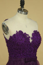 Load image into Gallery viewer, 2022 Hot Prom Dresses Scoop A Line With Sash And Applique Grape