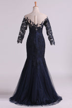 Load image into Gallery viewer, 2022 Bateau Half Sleeves Mother Of The Bride Dresses Floor Length Tulle With Applique