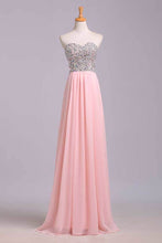 Load image into Gallery viewer, 2022 Prom Dresses A-Line Sweetheart Chiffon Floor Length With Beading/Sequins