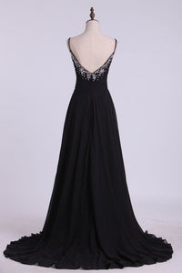 2022 Spaghetti Straps Prom Dresses A Line With Beading