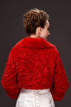 Load image into Gallery viewer, Attractive Long Sleeves Red Faux Fur Wedding Wrap