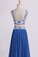 2022 Two Pieces A Line Prom Dresses Chiffon Floor Length With Applique