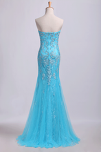 Load image into Gallery viewer, 2022 Prom Dresses Strapless Mermaid With Beading&amp;Applique