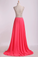 2022 V Neck Beaded Bodice Prom Dresses A Line Sweep Train Chiffon&Tulle
