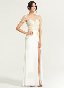 Sheath/Column Campbell Crepe Lace Wedding Dresses Stretch Wedding Floor-Length Scoop Dress