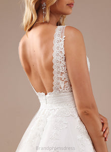 Lace Dress Wedding Dresses Tulle A-Line Wedding Yamilet Knee-Length V-neck