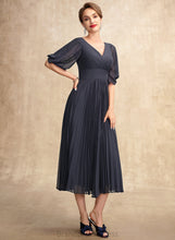 Load image into Gallery viewer, Tea-Length Chiffon V-neck Mother of the Bride Dresses Dress A-Line With Mother of the Katherine Bride Pleated