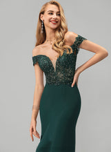Load image into Gallery viewer, Maria Off-the-Shoulder Sequins Sweep Beading With Crepe Train Stretch Prom Dresses Trumpet/Mermaid