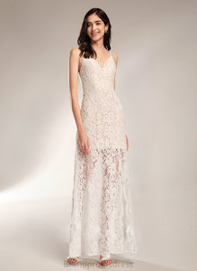 Sheath/Column V-neck Wedding Floor-Length Jeanie Lace Wedding Dresses Dress