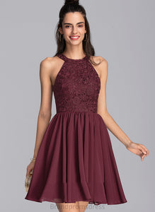 Dress Neck Homecoming Chiffon Homecoming Dresses A-Line Kaylen Scoop Short/Mini With Lace