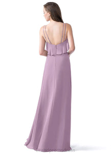 Carina A-Line/Princess Sleeveless Natural Waist V-Neck Floor Length Bridesmaid Dresses