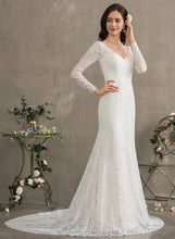 Load image into Gallery viewer, V-neck Train Wedding Lace Mariana Court Trumpet/Mermaid Wedding Dresses Dress