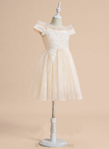 Courtney - Lace Sleeveless A-Line With Off-the-Shoulder Flower Girl Dresses Flower Dress Knee-length Tulle Girl