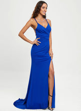 Load image into Gallery viewer, Prom Dresses Savanna Trumpet/Mermaid Sweep V-neck Jersey Train