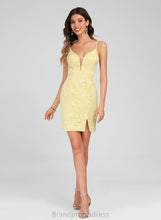 Load image into Gallery viewer, Short/Mini Lace Club Dresses Front V-neck Bodycon Homecoming Split With Sabrina Dress