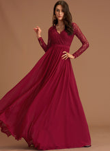 Load image into Gallery viewer, V-neck Chiffon Lace Prom Dresses Floor-Length Ansley A-Line