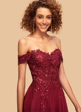 Load image into Gallery viewer, Sequins Tiara Chiffon Short/Mini A-Line With Dress Homecoming Off-the-Shoulder Homecoming Dresses Lace