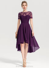 Load image into Gallery viewer, With Neck Asymmetrical Liliana A-Line Chiffon Dress Lace Homecoming Scoop Homecoming Dresses