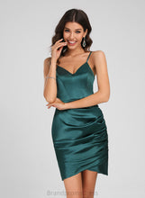 Load image into Gallery viewer, Ruffle V-neck Charmeuse Homecoming Short/Mini Ashlyn Club Dresses Dress With Bodycon