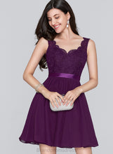 Load image into Gallery viewer, Dress A-Line Lace Homecoming Chiffon With Short/Mini Giovanna Homecoming Dresses Bow(s) V-neck