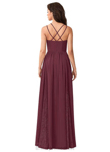 Ana Natural Waist V-Neck Floor Length Sleeveless Sheath/Column Bridesmaid Dresses