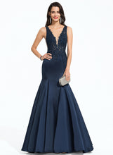 Load image into Gallery viewer, Lace With Prom Dresses Sweep V-neck Beading Jaylee Trumpet/Mermaid Train Satin