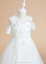 Load image into Gallery viewer, Girl Floor-length With Flower Girl Dresses Rachael Ball-Gown/Princess Flower Scoop Sleeveless Tulle/Lace Neck - Dress Sequins