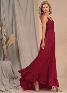 Diana Natural Waist Floor Length Sleeveless Spaghetti Staps A-Line/Princess Bridesmaid Dresses
