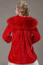 Load image into Gallery viewer, Pretty 3/4 Length Sleeve Red Faux Fur Wedding Wrap