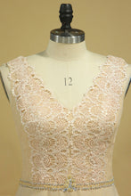 Load image into Gallery viewer, 2024 Plus Size Elegant Wedding Dresses A-Line V-Neck Chiffon Court Train Full Beading
