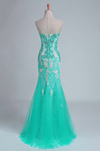 2022 Prom Dresses Strapless Column With Beading And Applique