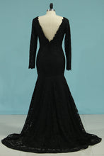 Load image into Gallery viewer, 2024 New Arrival V Neck Long Sleeves Prom Dresses Mermaid Lace