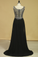 2024 Black Prom Dresses Off The Shoulder See-Through Beaded Bodice Chiffon