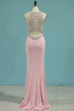 Load image into Gallery viewer, 2024 Spandex Scoop Open Back Beaded Bodice Prom Dresses Mermaid
