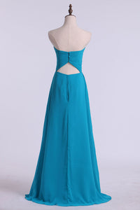 2022 Sweetheart Chiffon Bridesmaid Dresses A-Line With Slit