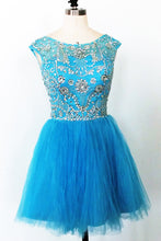 Load image into Gallery viewer, Homecoming Dresses 2024 Scoop Short/Mini Tulle Beaded Open Back