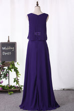 Load image into Gallery viewer, 2024 A Line Scoop Prom Dresses Chiffon With Beading Floor Length