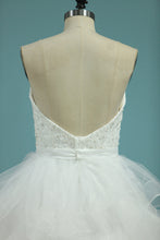 Load image into Gallery viewer, 2024 Sweetheart A Line Tulle Wedding Dresses With Applique And Sash