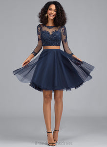 Eden Neck Homecoming Dresses Tulle Scoop Lace Dress With A-Line Short/Mini Homecoming