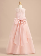 Load image into Gallery viewer, Flower Girl Dresses Neck Tulle Flower Girl - Jeanie A-Line Floor-length Sleeveless Lace/Bow(s) With Scoop Dress