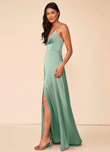 Load image into Gallery viewer, Lana Sleeveless A-Line/Princess Natural Waist Floor Length Spaghetti Staps Off The Shoulder Bridesmaid Dresses