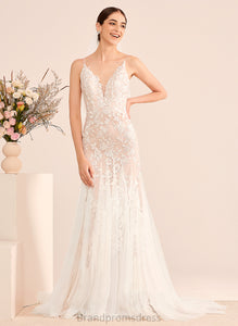 Dress Train Lace Court Alyssa Wedding With Tulle Lace V-neck Wedding Dresses Trumpet/Mermaid