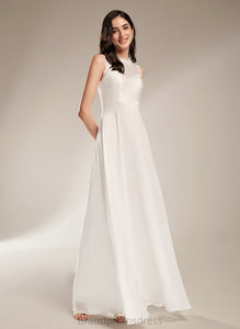 Scoop Wedding Dress A-Line Chiffon Renee Floor-Length Lace Wedding Dresses