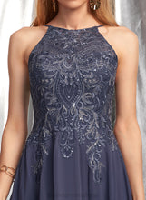 Load image into Gallery viewer, Jeanie Chiffon Prom Dresses With A-Line Scoop Lace Knee-Length Appliques