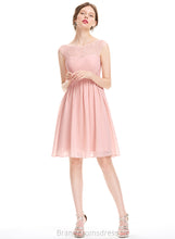 Load image into Gallery viewer, Tulle A-Line Chiffon Gracie Beading Knee-Length With Scoop Ruffle Prom Dresses
