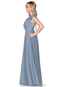 Lorena V-Neck Natural Waist Floor Length Sleeveless A-Line/Princess Bridesmaid Dresses